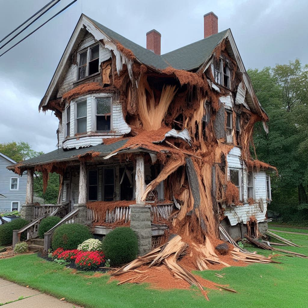 Signs Your Romeoville Home Needs a Tree Inspection Blog Article - Tree with visible damage, including broken branches and signs of disease near an Romeoville home